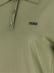 Fendi Shiny Viscose Polo Shirt Green