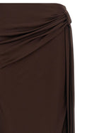 Elisabetta Franchi Shiny Viscose Skirt Brown, view 3