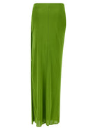 Elisabetta Franchi Shiny Viscose Skirt Green, view 2