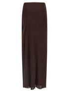 Elisabetta Franchi Shiny Viscose Skirt Brown, view 2