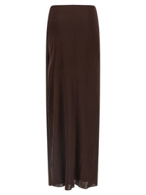 Elisabetta Franchi Shiny Viscose Skirt Brown