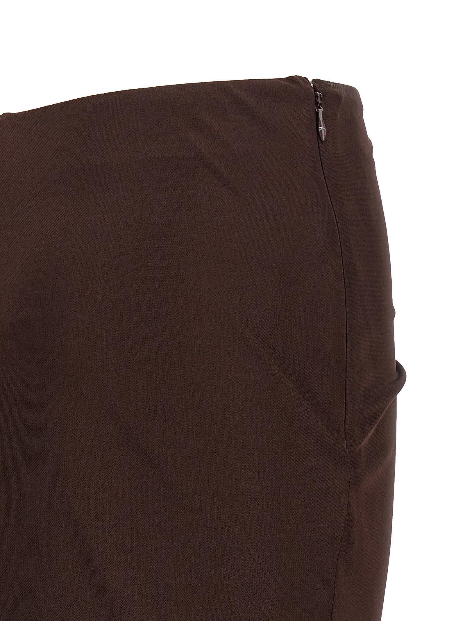 Elisabetta Franchi Shiny Viscose Skirt Brown