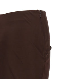 Elisabetta Franchi Shiny Viscose Skirt Brown