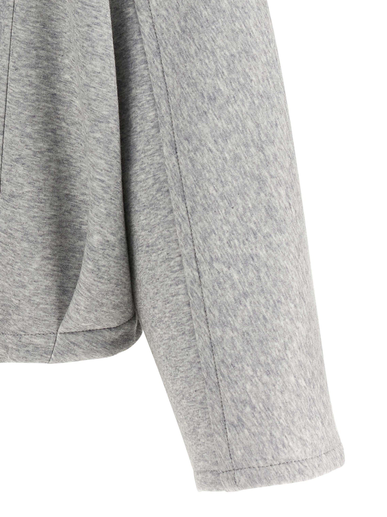 Brunello Cucinelli Shiny Zipper Pull Cropped Hoodie Grey