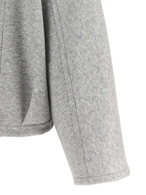 Brunello Cucinelli Shiny Zipper Pull Cropped Hoodie Grey