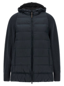 Brunello Cucinelli Shiny Zipper Pull Down Jacket Blue