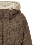 Brunello Cucinelli Shiny Zipper Pull Down Jacket Brown, view 3