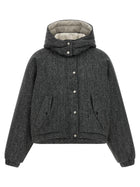 Brunello Cucinelli Shiny Zipper Pull Down Jacket Grey
