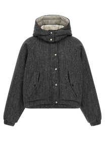 Brunello Cucinelli Shiny Zipper Pull Down Jacket Grey