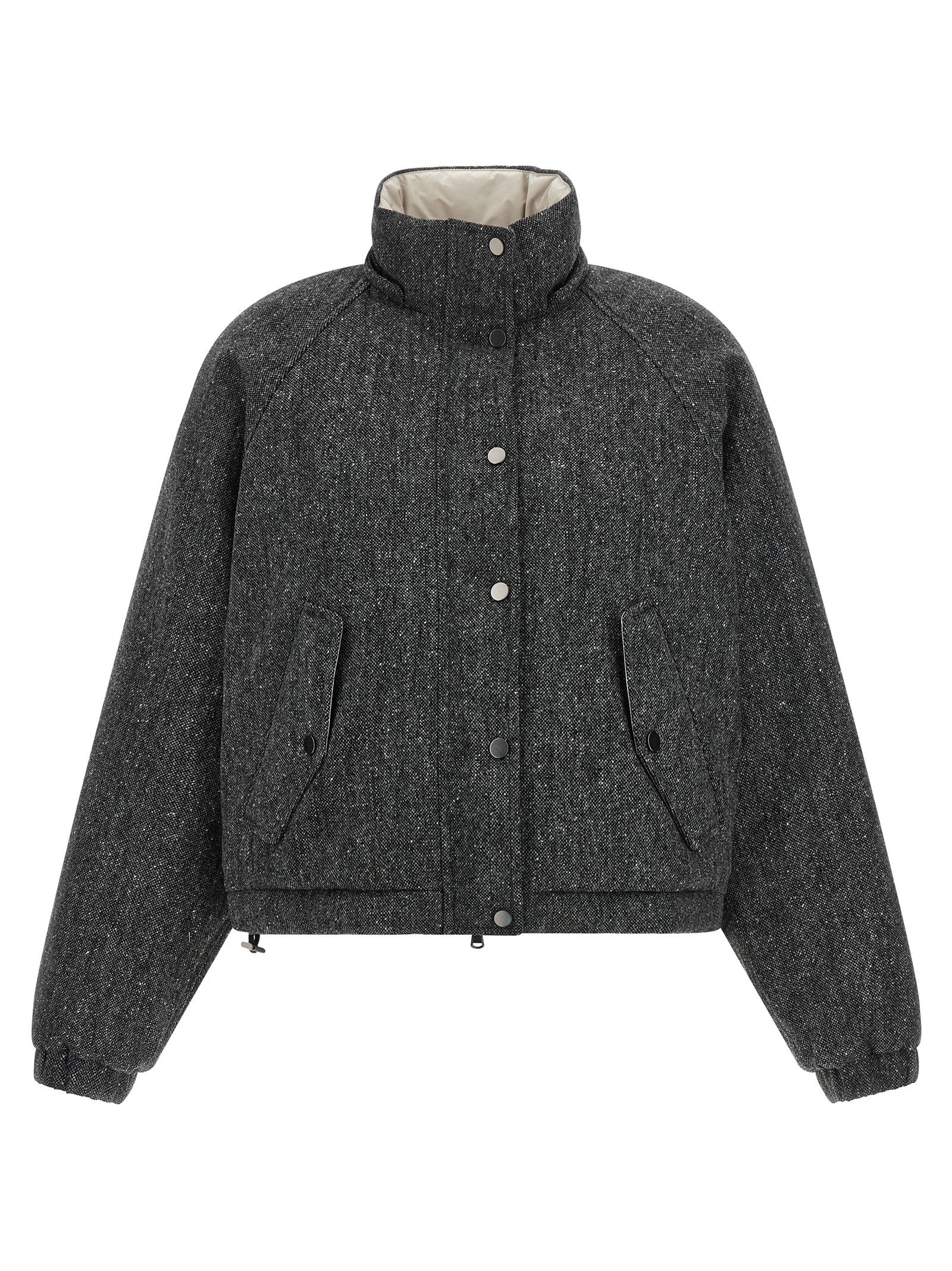 Brunello Cucinelli Shiny Zipper Pull Down Jacket Grey