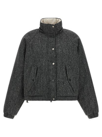 Brunello Cucinelli Shiny Zipper Pull Down Jacket Grey
