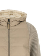 Brunello Cucinelli Shiny Zipper Pull Down Jacket Beige, view 3