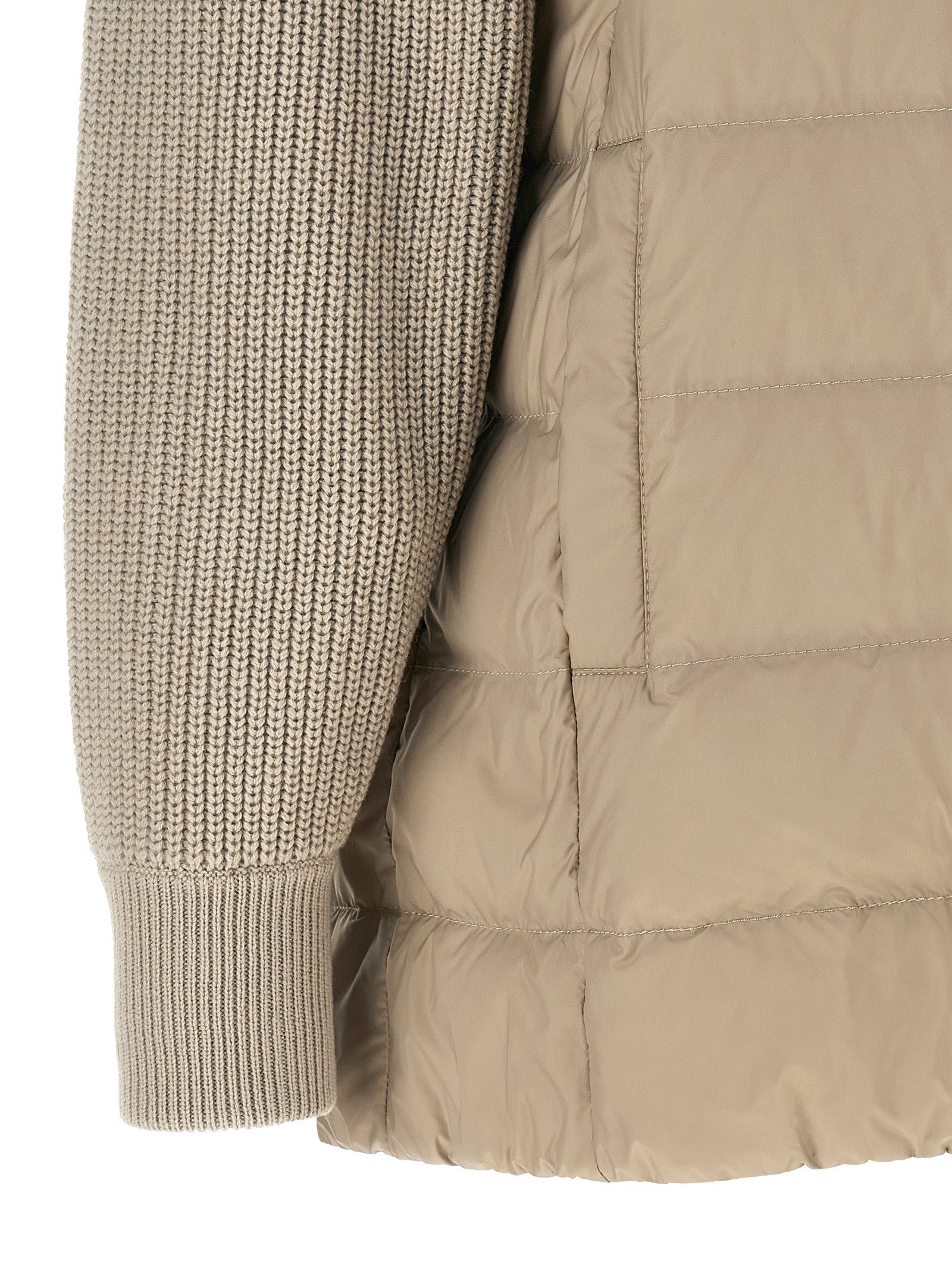 Brunello Cucinelli Shiny Zipper Pull Down Jacket Beige