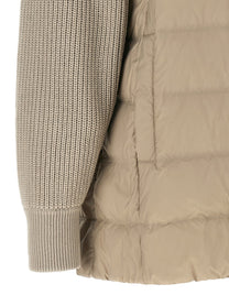 Brunello Cucinelli Shiny Zipper Pull Down Jacket Beige