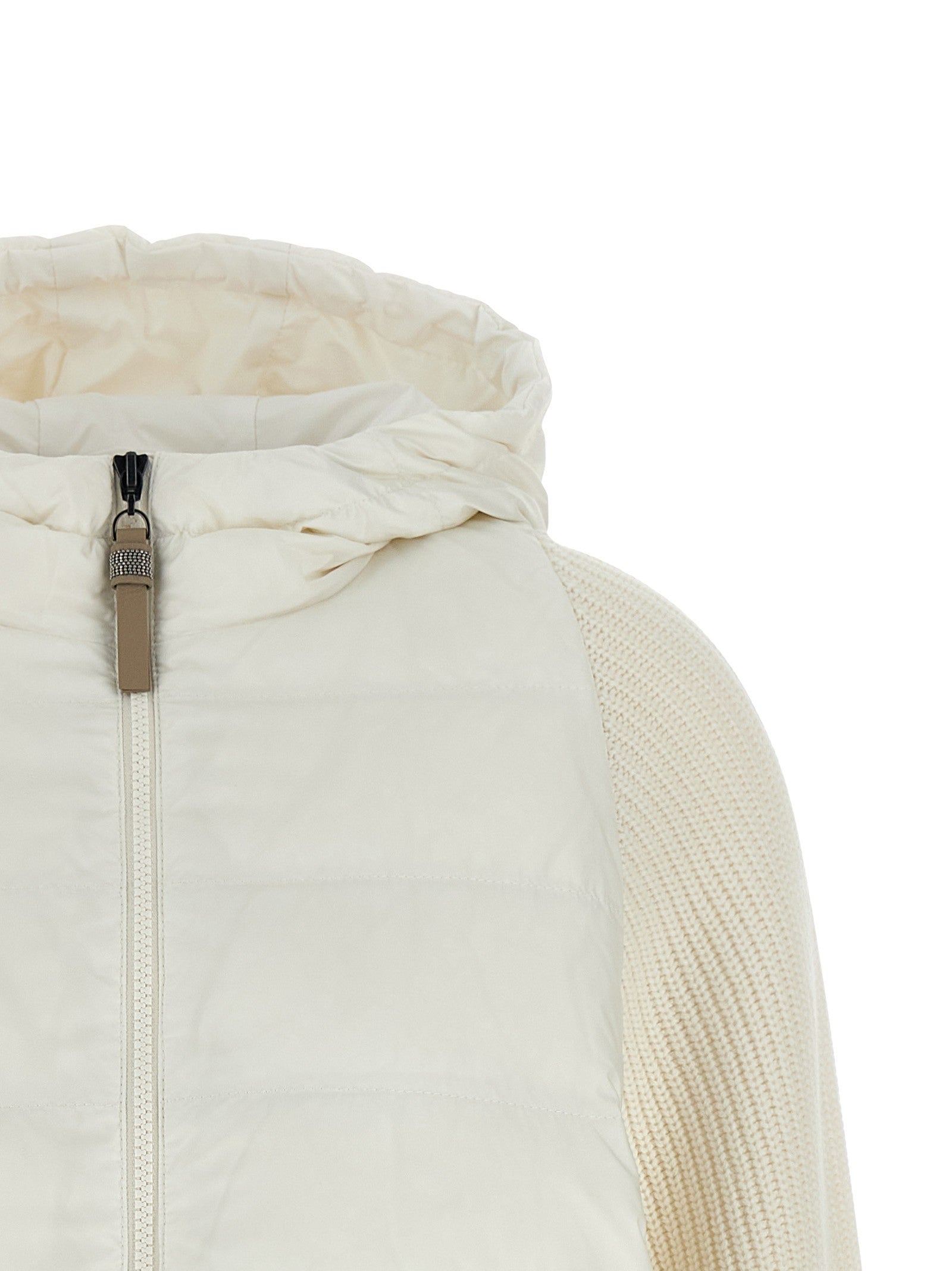 Brunello Cucinelli Shiny Zipper Pull Down Jacket White