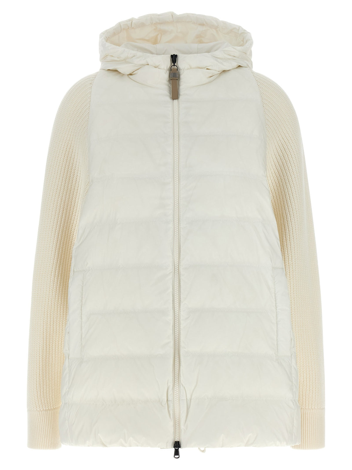 Brunello Cucinelli Shiny Zipper Pull Down Jacket White