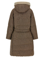 Brunello Cucinelli Shiny Zipper Pull Down Jacket Brown, view 2