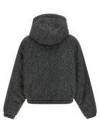 Brunello Cucinelli Shiny Zipper Pull Down Jacket Grey, view 3