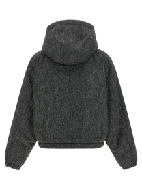 Brunello Cucinelli Shiny Zipper Pull Down Jacket Grey