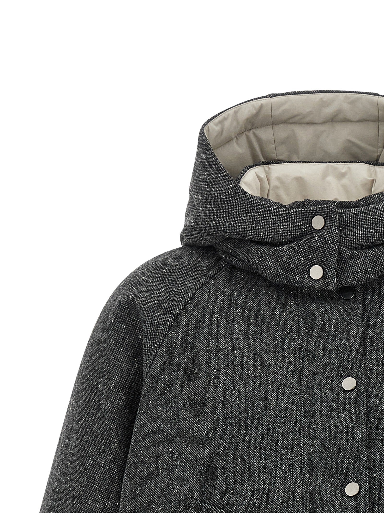 Brunello Cucinelli Shiny Zipper Pull Down Jacket Grey