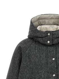 Brunello Cucinelli Shiny Zipper Pull Down Jacket Grey