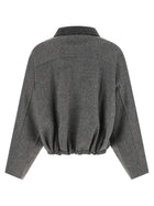 Brunello Cucinelli Shiny Zipper Pull Jacket Grey