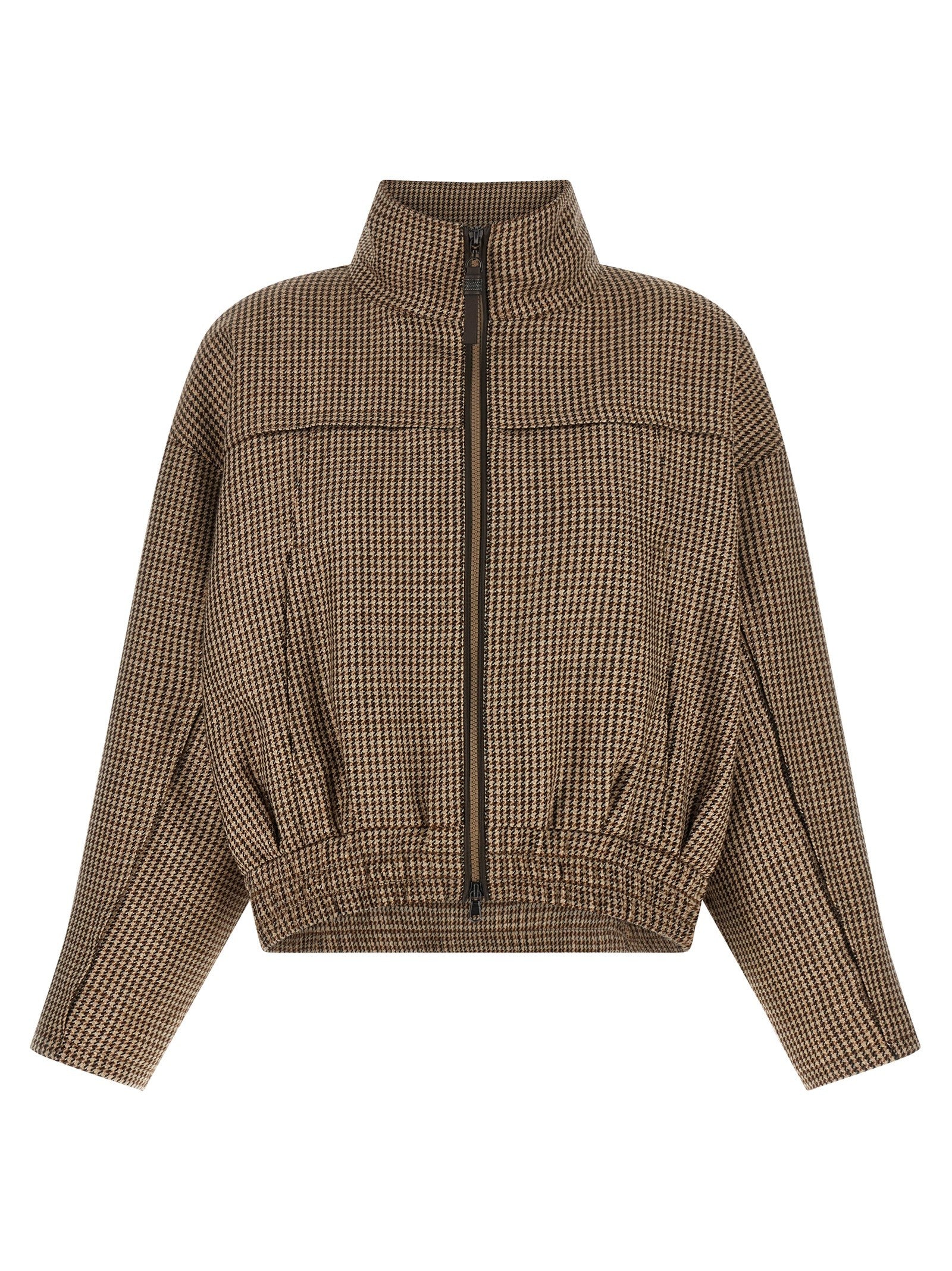Brunello Cucinelli Shiny Zipper Pull Jacket Brown