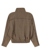 Brunello Cucinelli Shiny Zipper Pull Jacket Brown, view 2