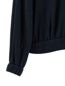 Brunello Cucinelli Shiny Zipper Pull Sweatshirt Blue