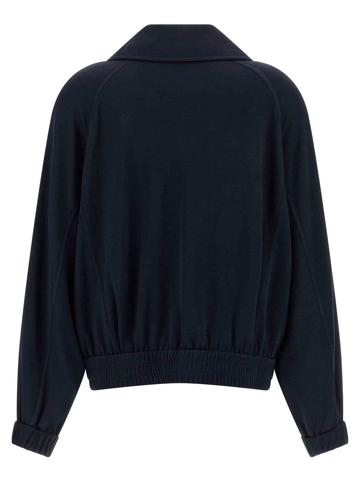 Brunello Cucinelli Shiny Zipper Pull Sweatshirt Blue, view 2