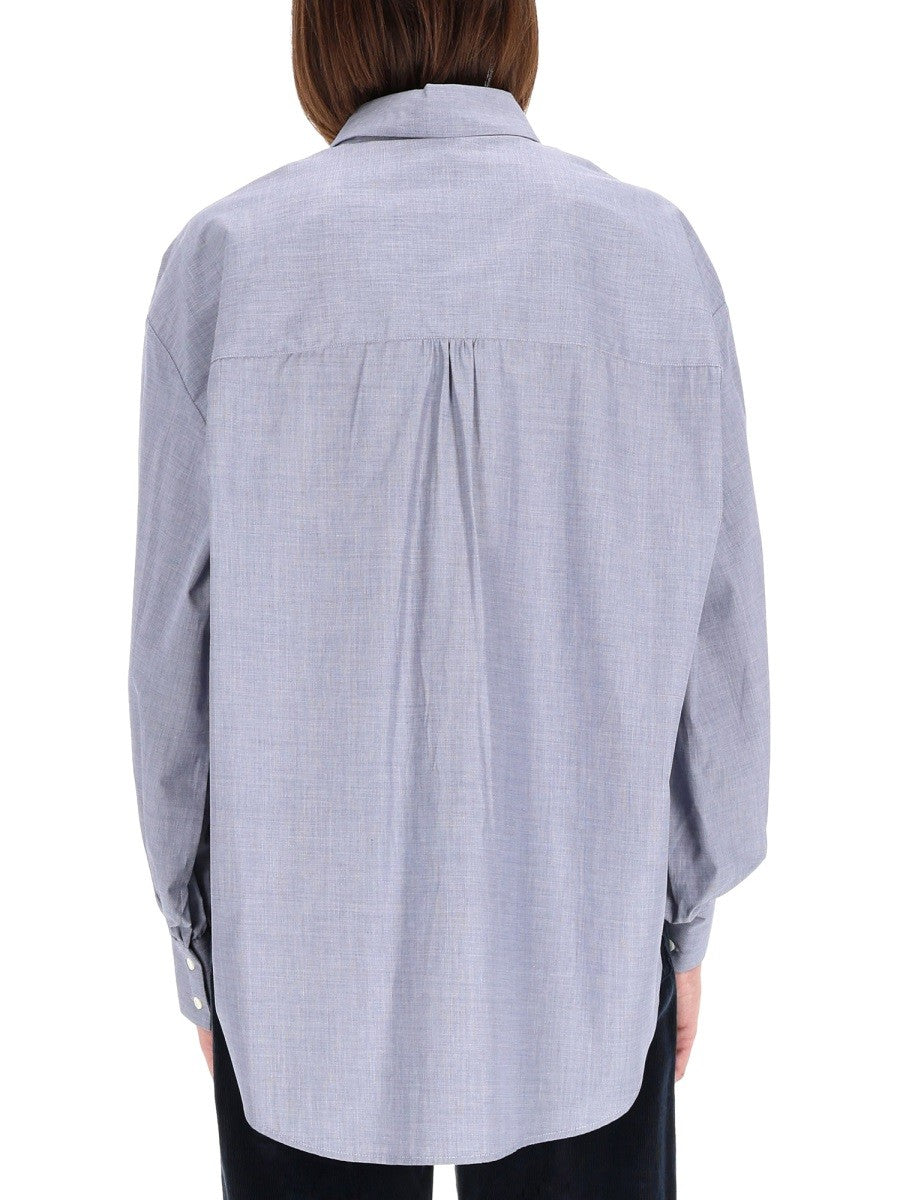 Aspesi Women's High Collar Shirt Blue Aspesi