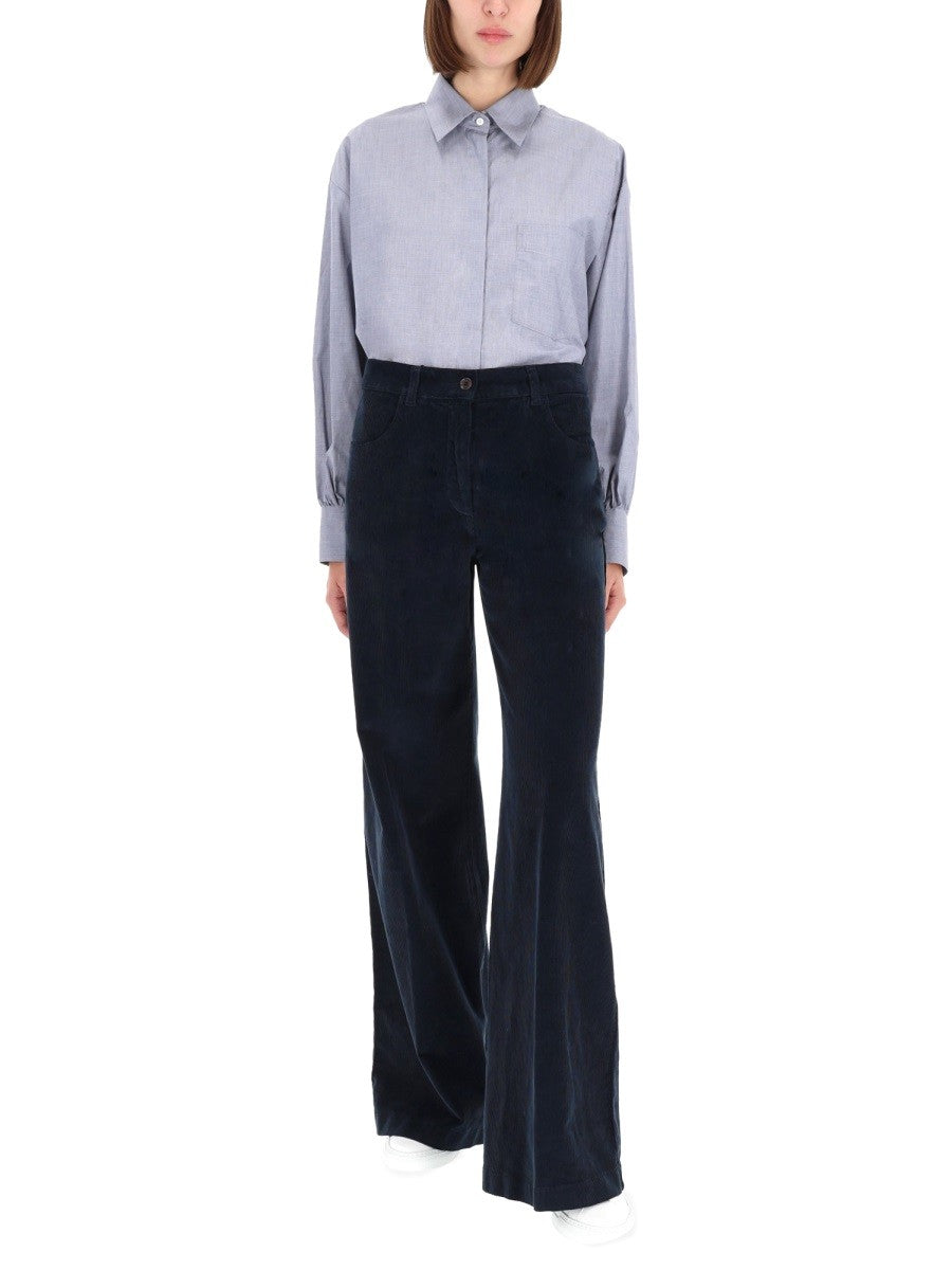 Aspesi Women's High Collar Shirt Blue Aspesi