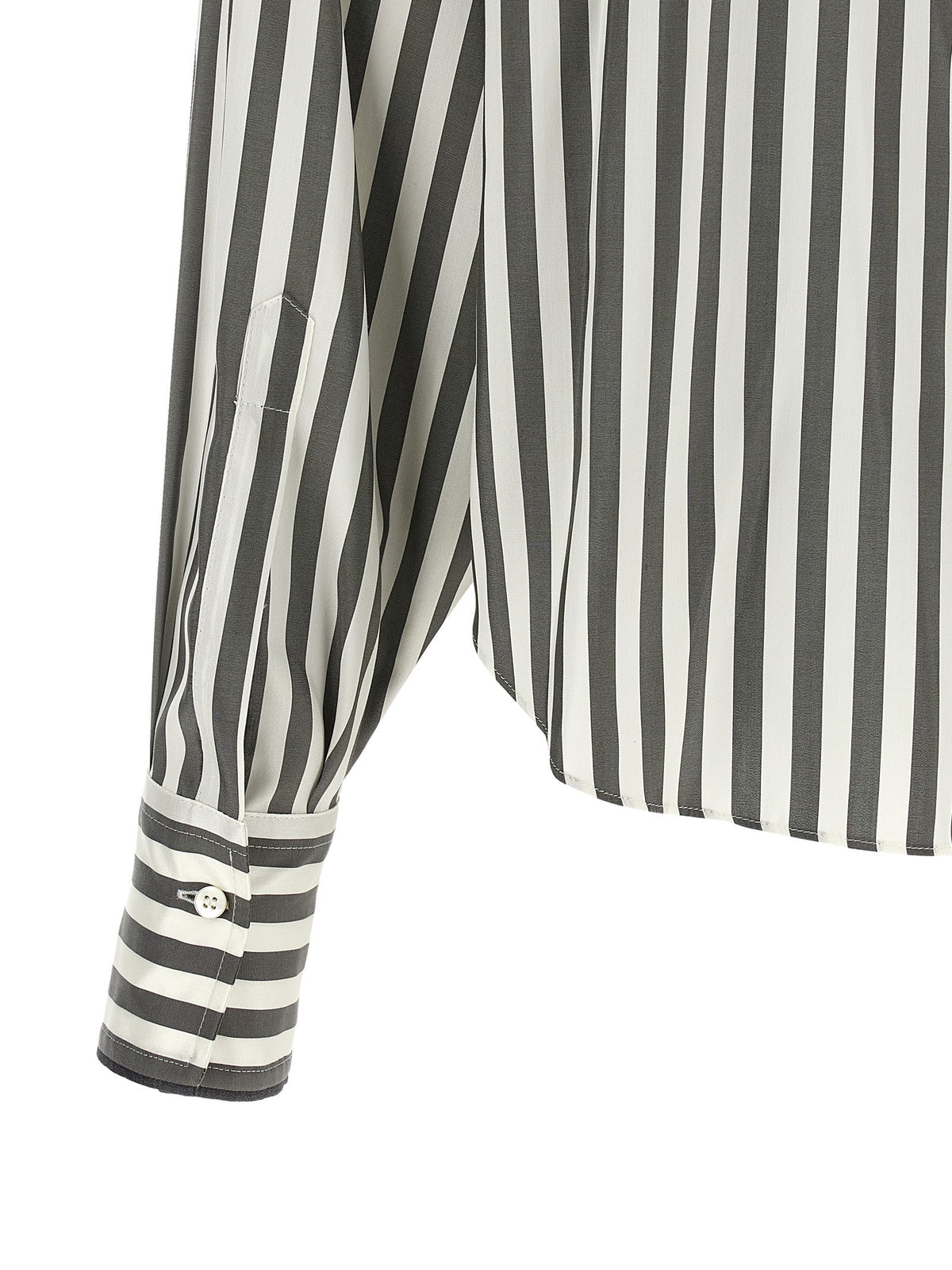 Brunello Cucinelli Women's Striped Silk Shirt White, view 4