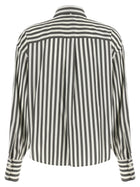 Brunello Cucinelli Women's Striped Silk Shirt White, view 2