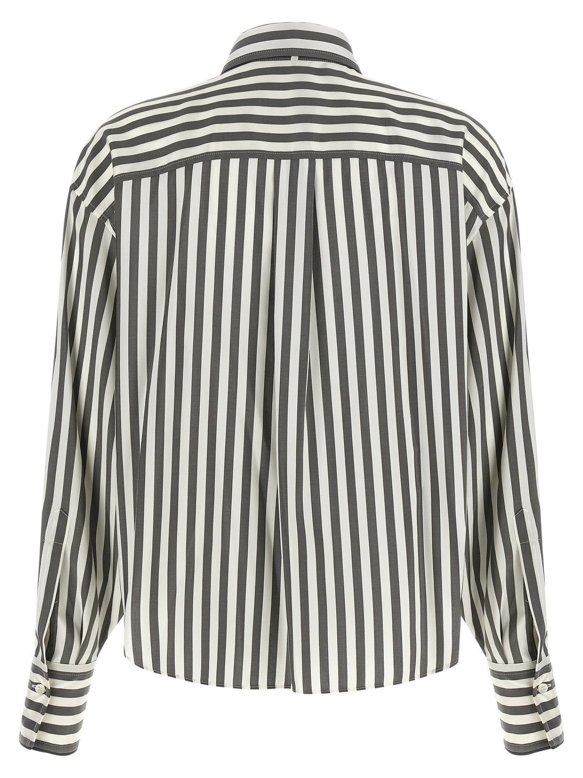 Brunello Cucinelli Women's Striped Silk Shirt White, view 2