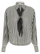 Brunello Cucinelli Women's Striped Silk Shirt White
