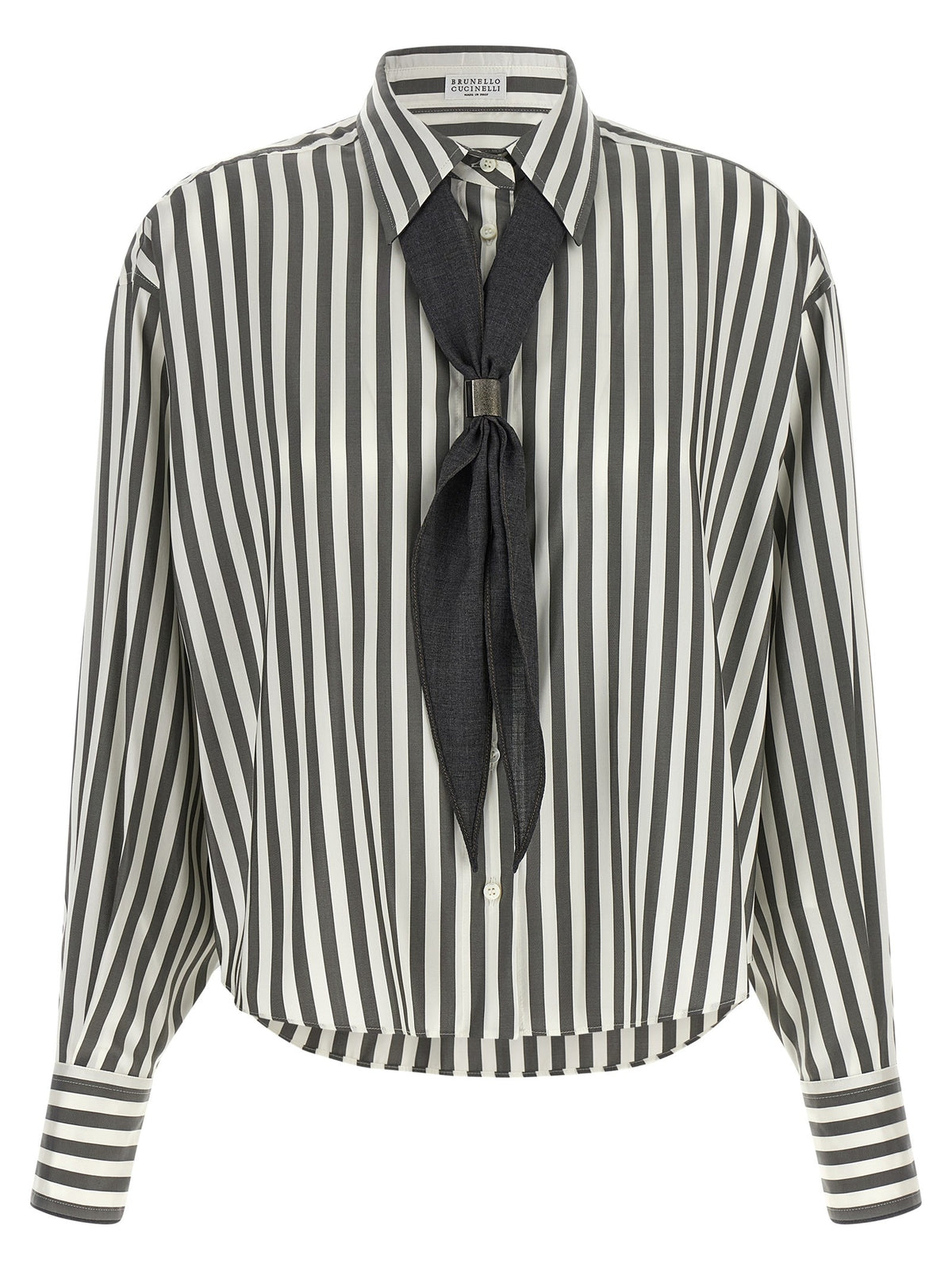 Brunello Cucinelli Women's Striped Silk Shirt White