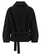 Lemaire Short Asymmetrical Bathrobe Coat Black, view 2