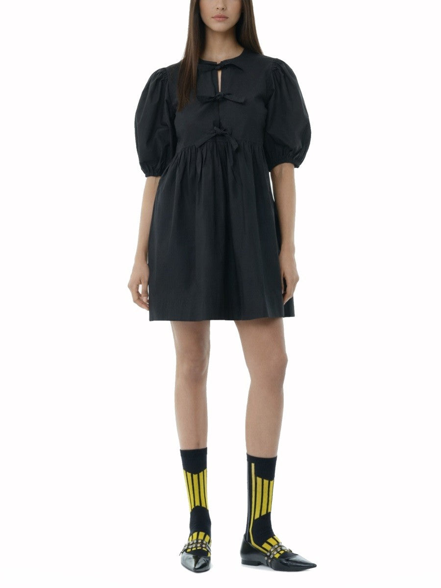 Ganni Women's Short Cotton Dress Black