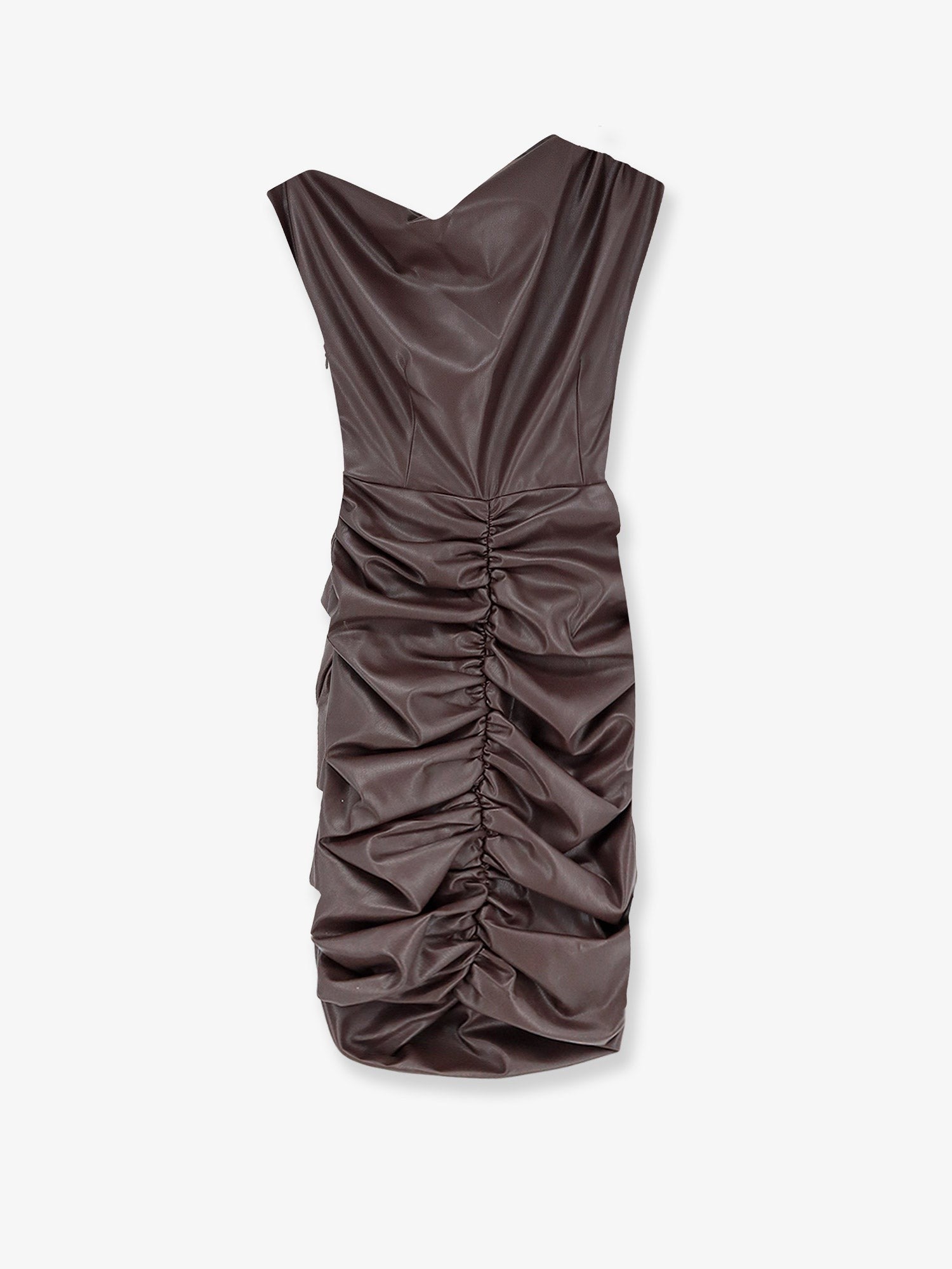Actualee Women's Short Faux Leather Dress Brown