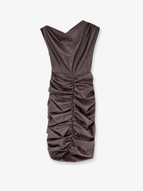 Actualee Women's Short Faux Leather Dress Brown