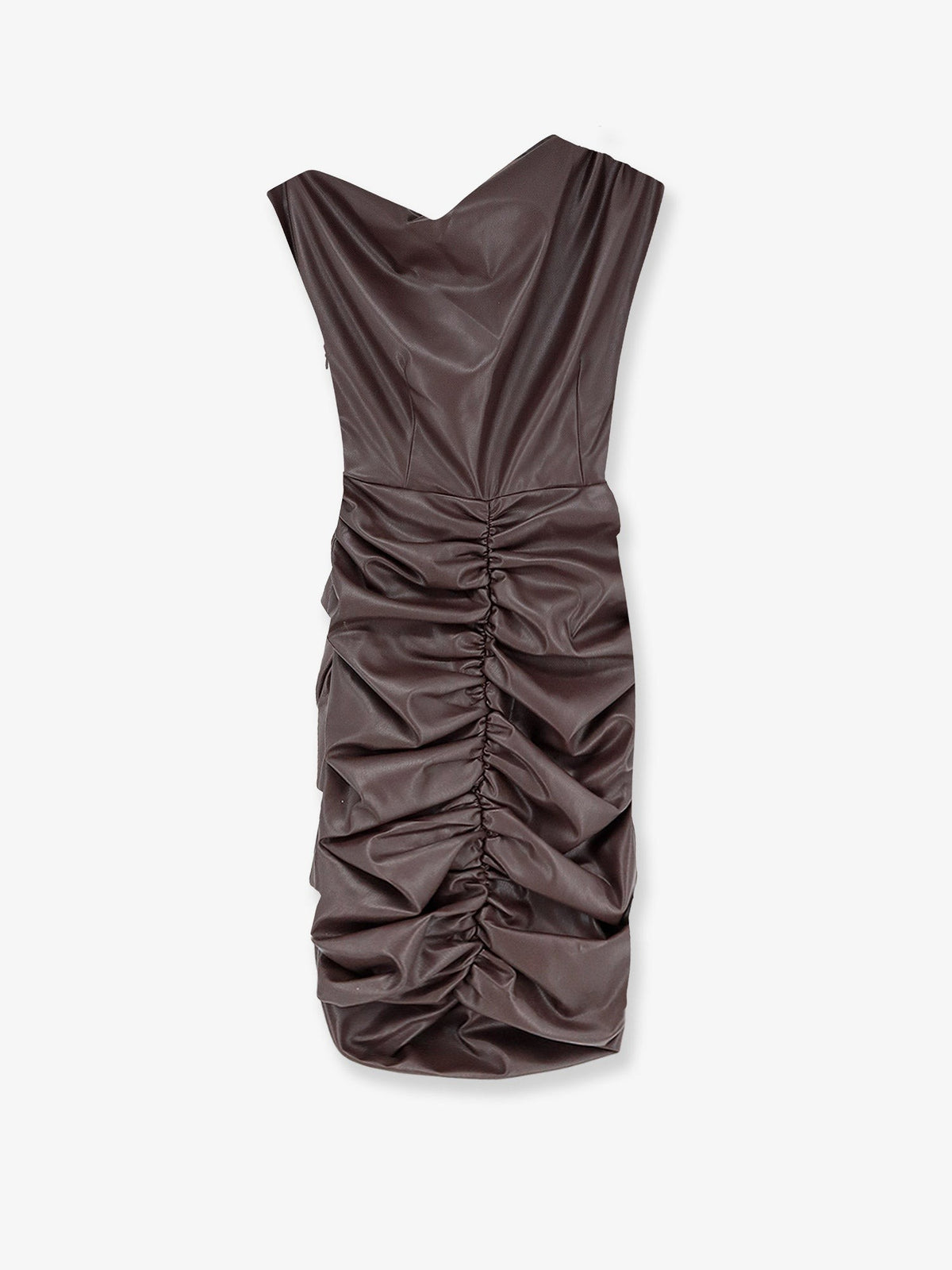 Actualee Women's Short Faux Leather Dress Brown, view 2