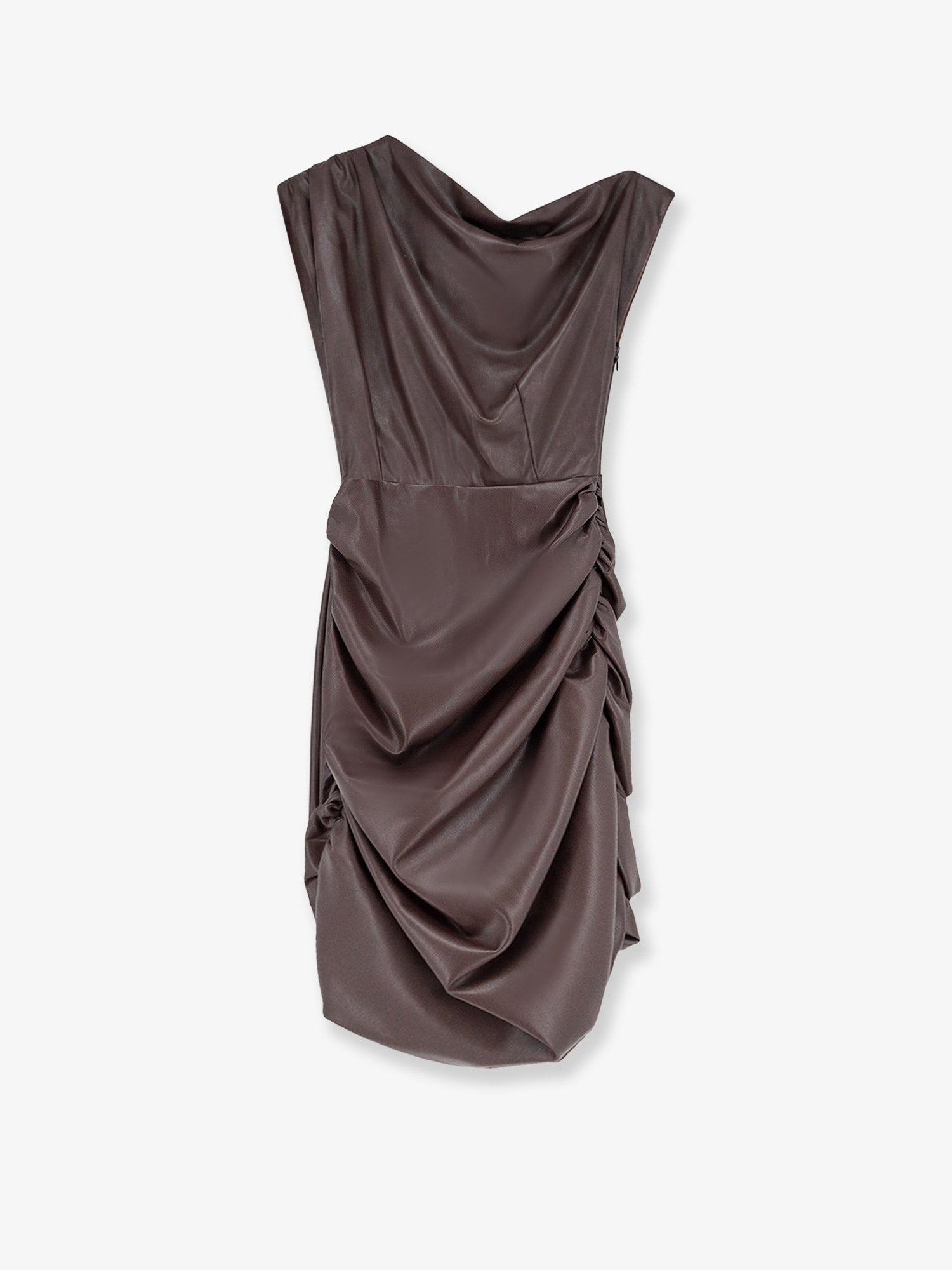 Actualee Women's Short Faux Leather Dress Brown