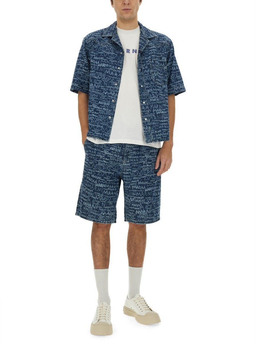 Marni Men's Short in Denim Blue