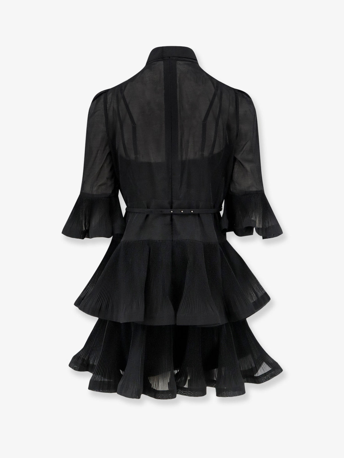 Zimmermann Women's Short Pleated Dress Black, view 2