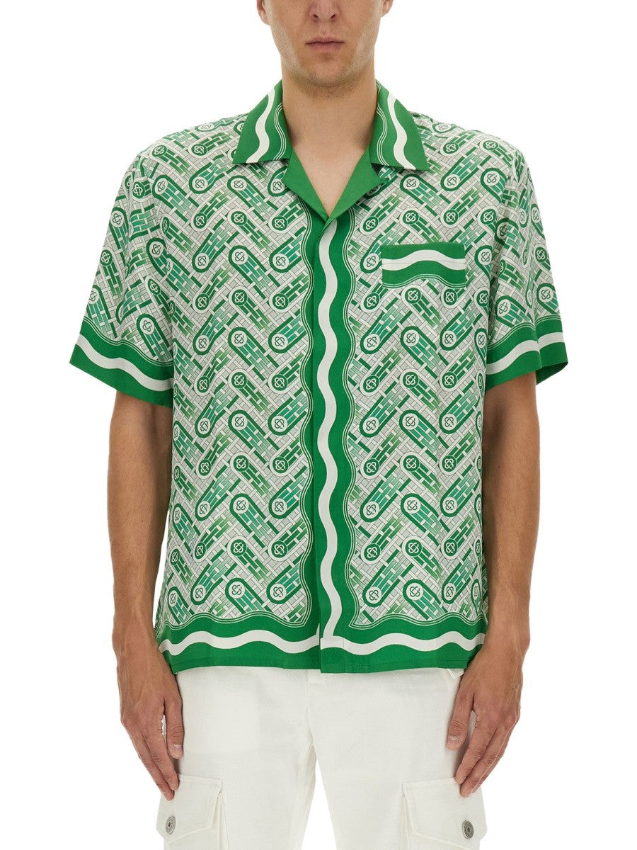 Casablanca Men's Short Sleeved Shirt Green