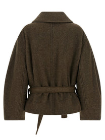 Lemaire Short Wrap Coat Brown