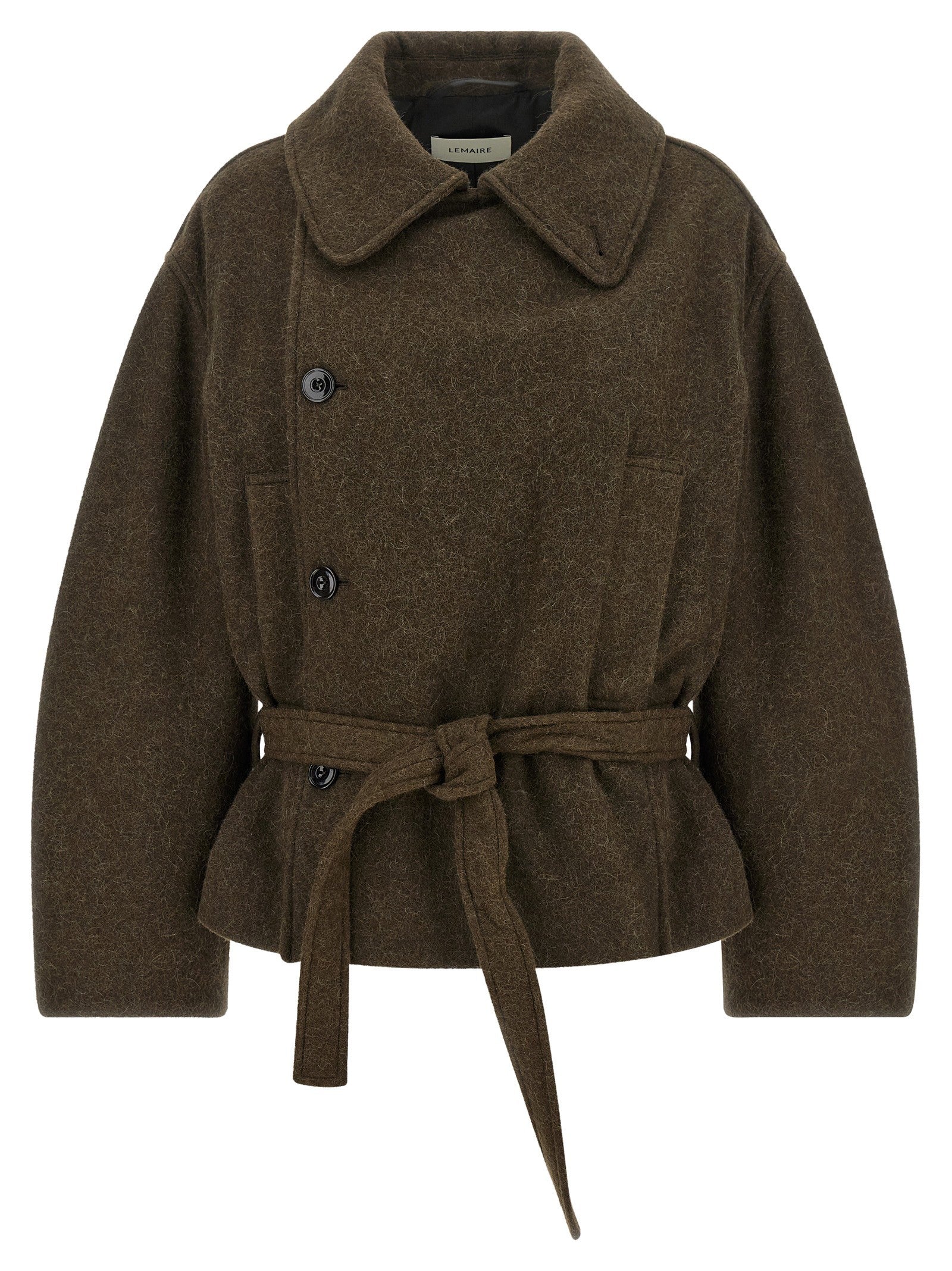 Lemaire Short Wrap Coat Brown