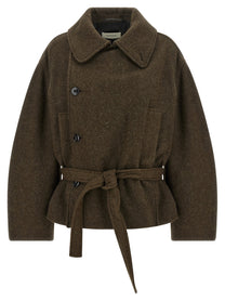 Lemaire Short Wrap Coat Brown