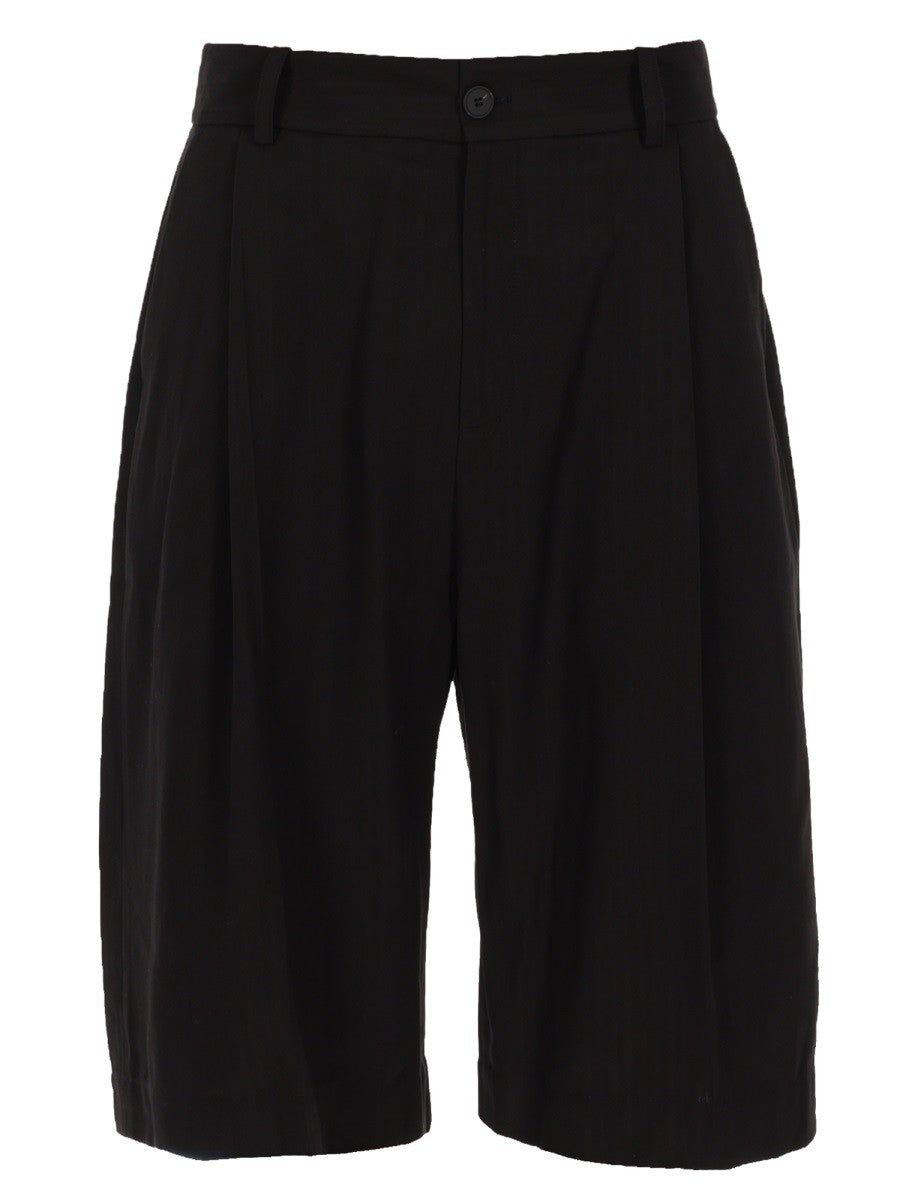 Studio Nicholson Men's Shorts in Cotone Misto Lino Black